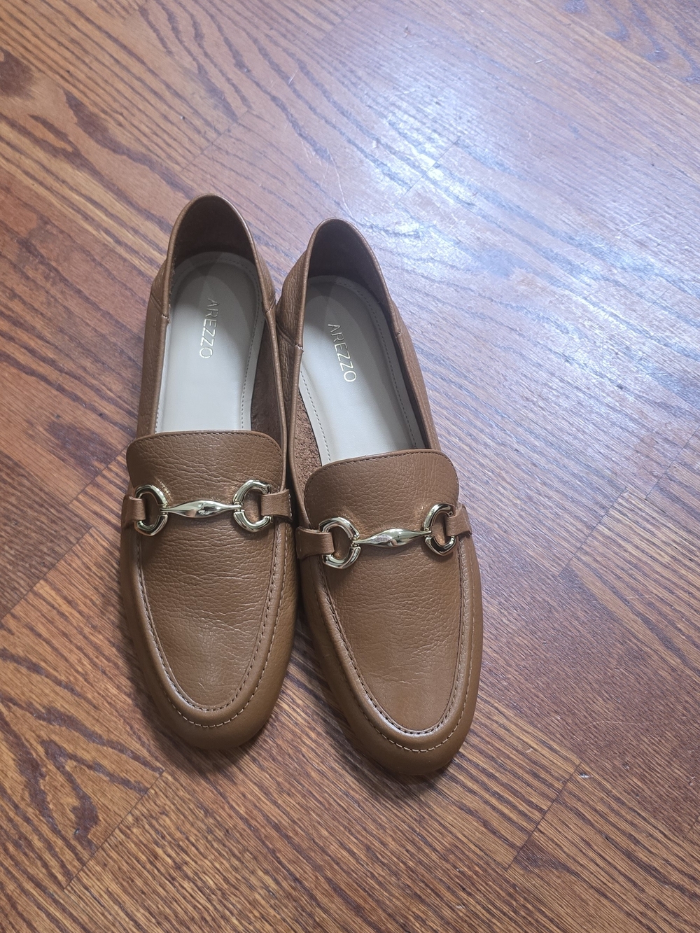 Arezzo Emma Leather Bit Loafer Shoes Tan / Roast Caramel Size 8 US